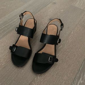 Madewell Black Leather Buckle Sandals 7.5